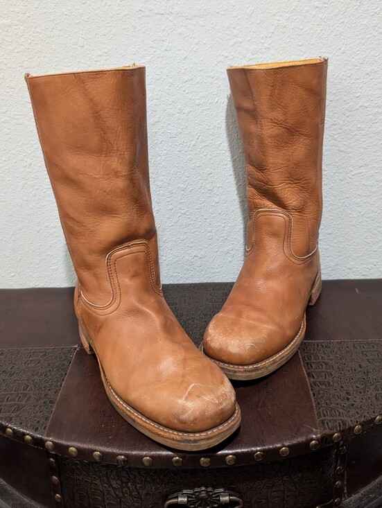 Vintage Frye Men’s Campus Leather Pull On Boots Tan Size 10 M USA Made main image 6